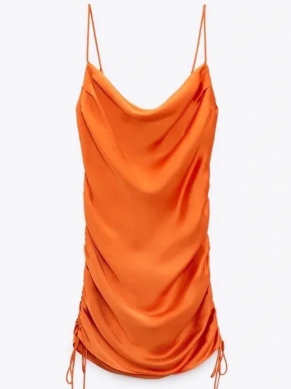 Zara Vibrant Orange Satin Slip Dress